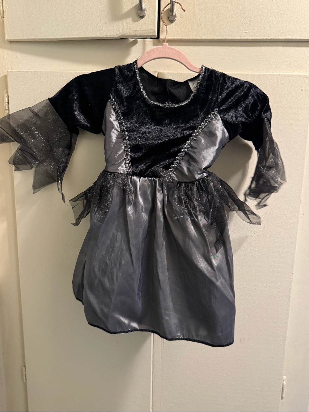 Kids Black & Silver Halloween goth Witch Dress Costume